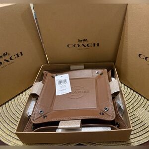NEW BOXED Coach Brown Leather Valet Tray $250 Jewerly Dark Saddle $99 FINAL